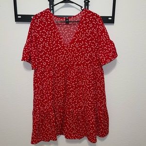 NEVER WORN. Red Smock Dress w/ hearts